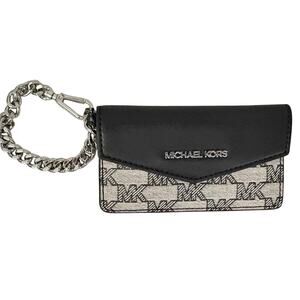 Michael Kors Chain Card Case / Key Holder – Black & Signature MK Monogram